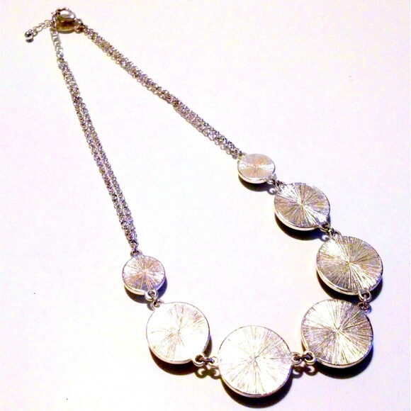 White House Black Market Silver Tone Black Rhinestone Accented Link Necklace - Picture 5 of 6